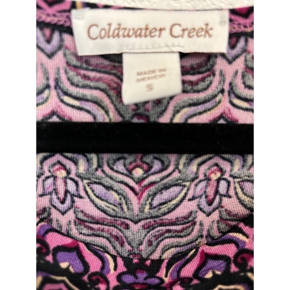 Coldwater Creek Sleeveless Slinky Knit Black Purple Top Size Small - Picture 3 of 4
